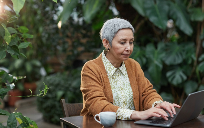 A patient attending virtual care from home